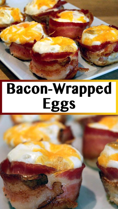 Each egg muffin is wrapped with one piece of bacon, and baked in muffin tins. This makes a perfect breakfast for any morning. Bacon Egg Muffins, Bacon Muffins, Eggs In Muffin Tin, Bacon Dressing, Egg Muffin, Vegan Muffins, Muffin Tin Recipes, Bacon Breakfast, Egg Muffins