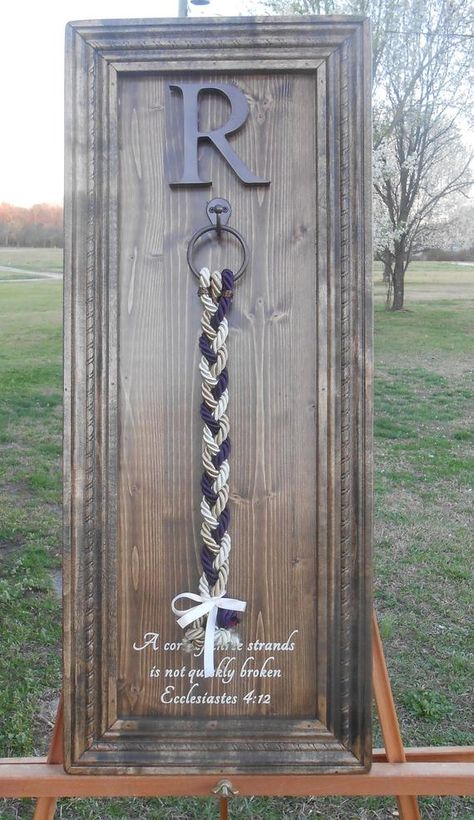 God's corded knot with verse a cord of three | Etsy Wedding Unity Ceremony, Wedding Ceremony Unity, Awesome Woodworking Ideas, Cord Of Three Strands, Unity Ceremony, Wood Wedding Signs, Wedding Unity, Sand Ceremony, Unity Candle