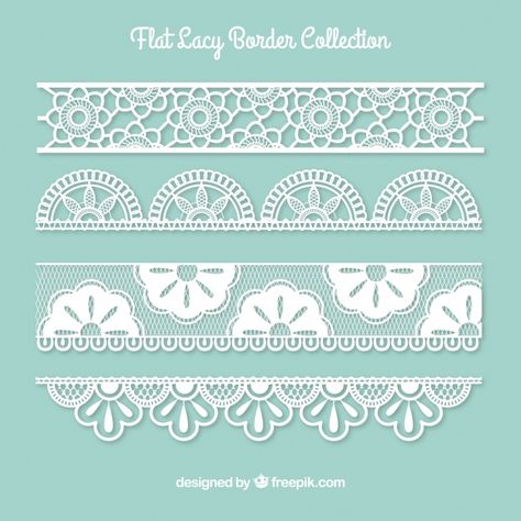 Collection of lace border Free Vector Lace Pattern Design, Lace Balloons, Lace Drawing, Balloon Invitation, Valentine Background, Fabric Embellishment, Sewing Stitches, Clip Art Borders, Flower Doodles