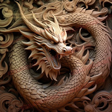 Dragon Wallpaper, Wood 3d, Cnc Art, Dragon Decor, Dragon Tattoo Designs, Raster Image, Wood Burning Patterns, Laser Engraving Machine, 3d Illusion