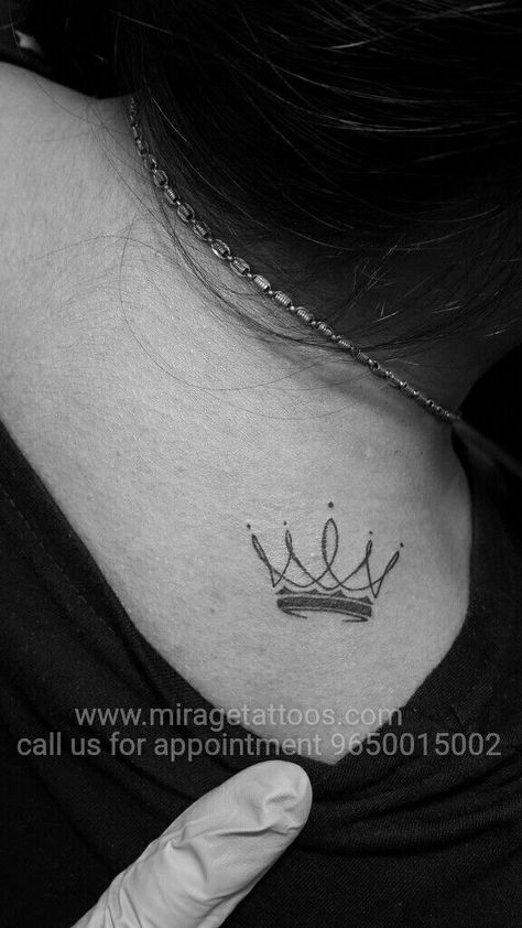 Tiara Tattoo, Crown Tattoos For Women, Small Crown Tattoo, Big Tattoos, Crown Tattoos, Princess Tattoo, Cross Tattoos, Tattoo Back, Back Of Shoulder Tattoo