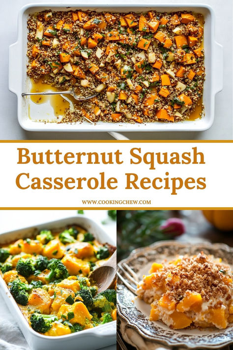 Top butternut squash casserole recipes for fall, featuring easy and healthy vegetable side dishes. Roasted Butternut Squash Casserole, Winter Butternut Squash Recipes, Thanksgiving Recipes Side Dishes Healthy Butternut Squash, Butternut Squash And Broccoli Recipes, Butternut Squash Casserole Recipes, Squash Recipes Casserole, Butternut Squash Side Dishes, Thanksgiving Recipes Side Dishes Healthy, Squash Casseroles