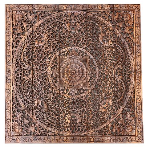 5' hand  carved teak panel Hide Electrical Panel, Hand Carved Teak, Wood Carving Designs, Panel Wall, Best Wall, Mirror Interior, Carving Designs, Wall Decor Set, The Craft