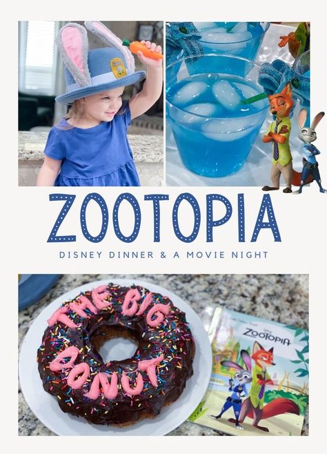 Zootopia Movie Night, Themed Dinner Nights, Disney Dinner And A Movie, Movie Themed Dinner, Family Movie Night Themes, Family Movie Night Snacks, Disney Movie Night Menu, Zootopia Movie, Dinner Movie Night