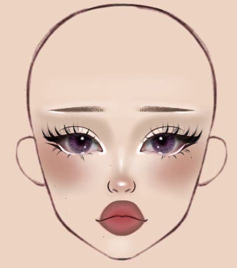 Drawing Makeup Looks, Makeup Base Drawing, K-12 Makeup Ideas, Doll Eyeliner, Makeup Ideas Drawing, Makeup Sketch, Makeup Drawings, Digital Makeup, Face Chart Makeup