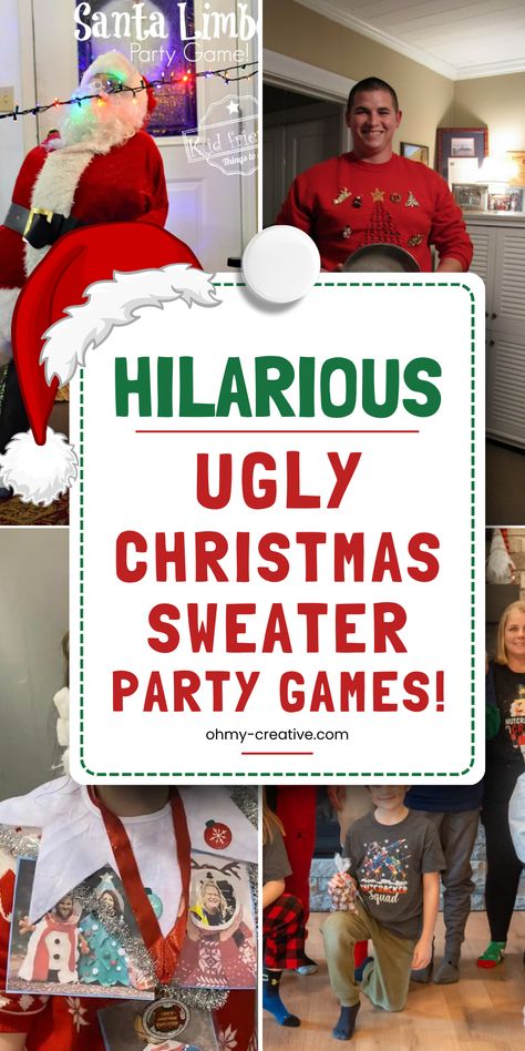 Ugly Christmas Sweater Parties are a fun way to celebrate the holiday season. They bring everyone together to show off their silliest, wackiest, and most colorful sweaters. Adding games to the party makes it even better, giving guests something to do and laugh about while enjoying each other’s company. You’ll find options for kids, adults, and groups of all sizes. These games are easy to follow and full of cheer. Get ready to spread laughter! #UglyChristmasSweaterPartyGames #UglyChristmasSweater Ugly Christmas Sweater Party Ideas Decor, Funny Ugly Sweater Ideas, Ugly Christmas Sweater Party Games, Best Ugly Christmas Sweater Ideas, Ugly Christmas Sweaters Ideas, Ugly Sweater Party Games, Adding Games, Easy Ugly Christmas Sweater, Ugly Sweater Party Ideas