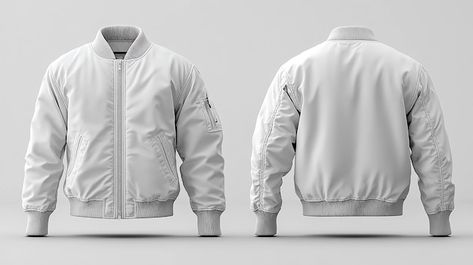 Photo blank white bomber jacket mockup f... | Premium Photo #Freepik #photo #urban #blank #modern #trendy Jacket Mockup, New Star, Blank White, Premium Photo, Varsity Jacket, Mockup, Old School, Bomber Jacket, Quick Saves