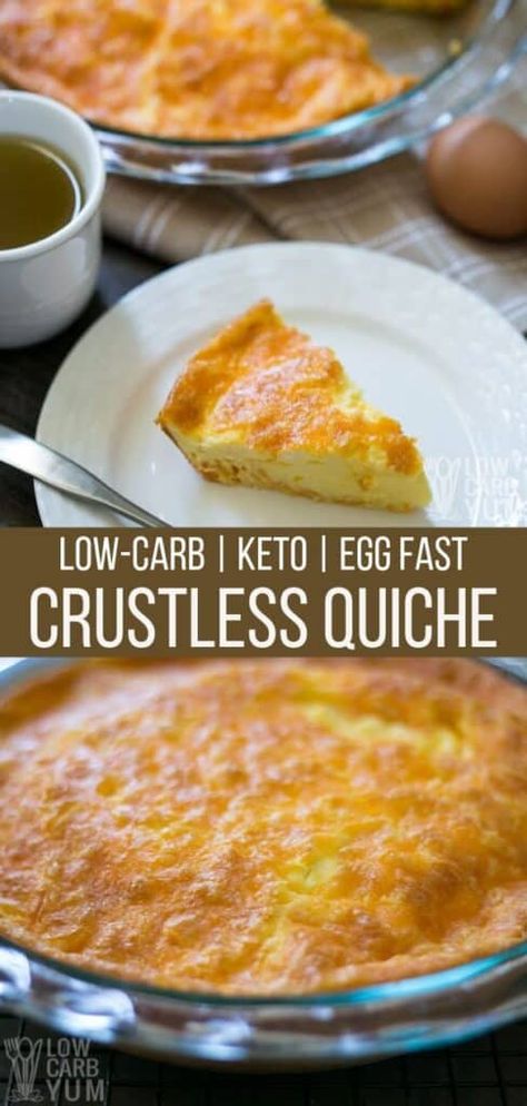 Keto Breakfast Quiche, Keto Quiche Recipes, Egg Quiche Recipes, Egg Fast Recipes, Simple Keto Breakfast, Eggs Quiche, Egg Fast Diet, Low Carb Quiche, Keto Quiche