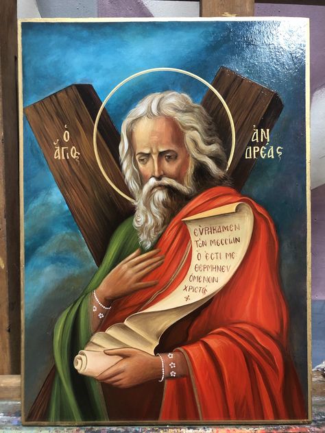 Excited to share this item from my #etsy shop: Saint Apostle Ardreas (Saint Andrew) #apostle #apostleandreas #andrew #andreas #saintandrew Saint Andrew The Apostle, Andrew The Apostle, Saint Andrew, Greek Icons, Saint Andrews, St Andrew, Valentine's Week, Powder Paint, Byzantine Icons