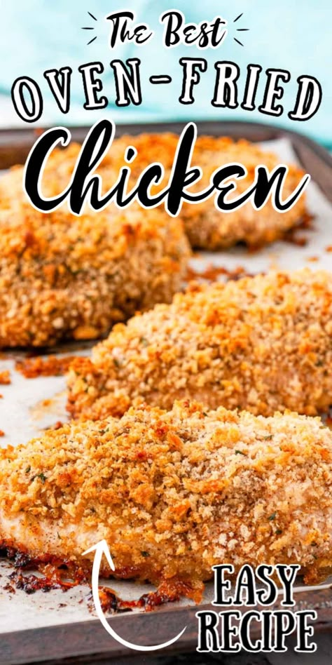 Baked Fried Chicken Breast, Oven Fried Chicken Breast, Baked Breaded Chicken Breast, Chicken Breast Oven Recipes, Fried Chicken Breast Recipe, Oven Fried Chicken Recipes, Chicken Breast Oven, Baked Fried Chicken, Chicken Boneless Breast Recipes