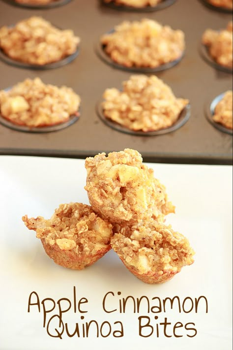 Apple Cinnamon Quinoa Bites for Breakfast! | And They Cooked Happily Ever After Quinoa Dessert Recipes, Apple Cinnamon Quinoa, Quinoa Desserts, Cinnamon Quinoa, Quinoa Recipes Breakfast, Quinoa Bites, Quinoa Breakfast, Think Food, Muffin Tins