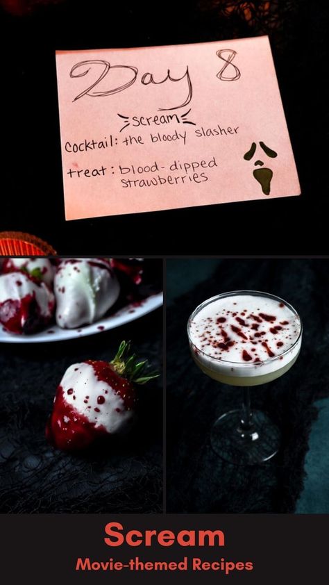 scream recipes Horror Movie Date Night, Movie Inspired Recipes, Themed Dinners Ideas, Horror Themed Party, Movie Scary, Scary Movie Night, Theme Snack, Horror Movie Night, Movie Night Dinner