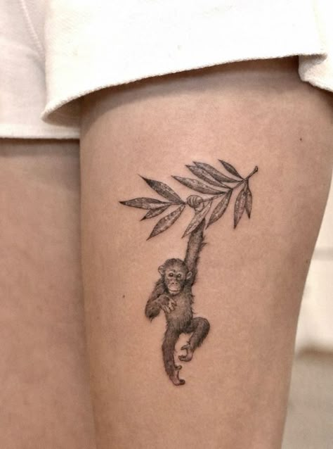 Jungle Tattoo, Monkey Tattoo, Monkey Tattoos, Tatuaje A Color, Tattoo Style Drawings, Black Ink Tattoos, Hand Tattoo, Simplistic Tattoos, Mini Tattoos