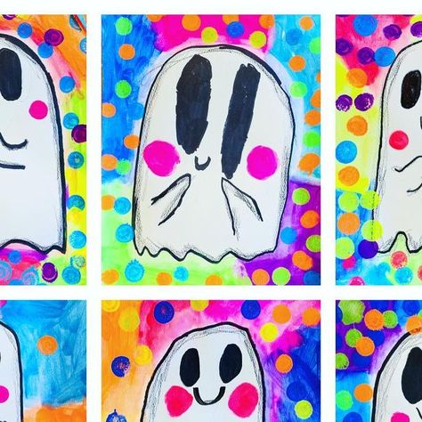 1,330 likes, 58 comments - mrsallainart on October 21, 2022: "Glowing Gustavos! The sweetest little shy ghost, who reminds us to stay true to ourselves and help people love us for who we are! Thanks for mentioning the story @artwithmrs.e and sparking inspiration for this ghoulishly cute project! #GustavoTheShyGhost @flavia_zdrago". Gustavo The Ghost Craft, Gustavo Ghost Craft, Spooky Art Projects, Gustavo The Shy Ghost Craft, October Art Lessons Elementary, Ghost Art For Kids, Halloween Art Elementary, Gustavo The Shy Ghost Activities, Ghost Art Projects For Kids