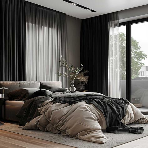 13+ Sleek Small Window Covering Ideas in Black • 333+ Art Images Black Sheer Curtains Living Room, Small Window Covering Ideas, Curtain Wall Bedroom, Bedroom Black Curtains, Black Curtains Bedroom, Black Sheer Curtains, Sheers Curtains Living Room, Window Covering Ideas, Curtains Behind Bed