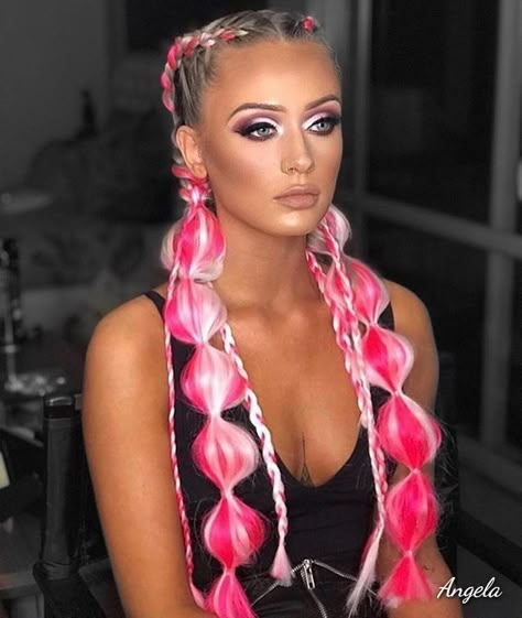 Festival Feed In Braids, Braided Festival Hair, Festival Braids With Color Extensions Short Hair, Pink Festival Braids, Festival Braids With Color Extensions Blonde Hair, Color Extensions Braids, Festival Braids Extensions, Cool Braids For Long Hair, Festival Hairstyles Braids