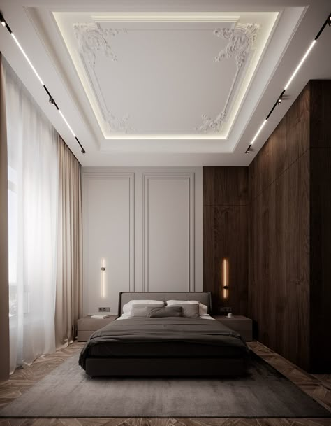 ROVNO on Behance Modern Classic Ceiling, Classical Ceiling Design, Classic Ceiling Design, Classical Bedroom, Neoclassic Interior, Ceiling Classic, Classical Interior, Pop False Ceiling Design, Neoclassical Interior