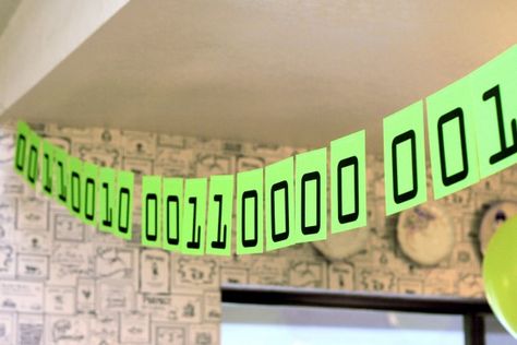 2011 Binary Code Banner Party Decoration Science Graduation Cap, Computer Science Quotes, Tech Classroom, Lab Decorations, Science Quotes Funny, Computer Science Lessons, Diy Graduation Decorations, Nerd Party, Computer Theme