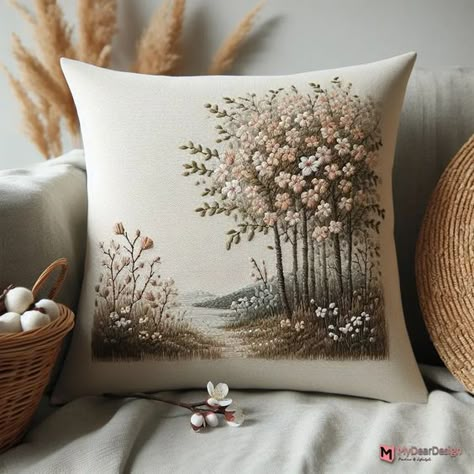 Top 10 Pillow Embroidery Ideas to Transform Your Home Decor Hand Embroidery Cushion Covers, Hand Embroidery Pillow Cover, Designer Bed Sheets, Cross Stitch Cushion, Creative Pillows, Boho Embroidery, Fabric Painting On Clothes, Pillow Embroidery, Floral Cushion Covers