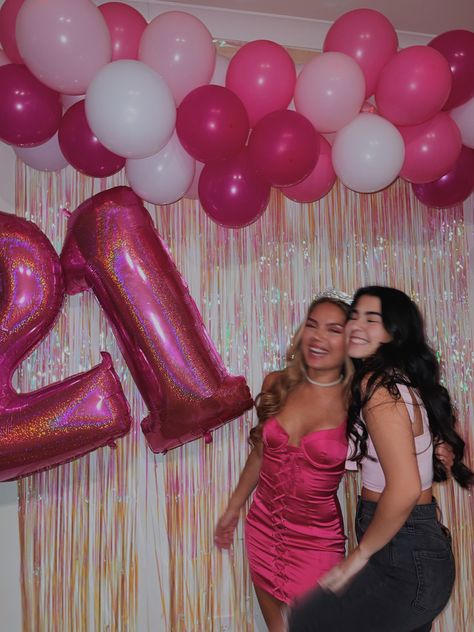 Pink Theme For Birthday, 22nd Birthday Backdrop Ideas, Pink Themed Birthday Party 21, Pink Birthday Party Backdrop, Barbie Birthday Party 21, All Pink 21st Birthday Party, Barbie Party Birthday, Pink 21 Birthday Party, 21 Pink Birthday Ideas