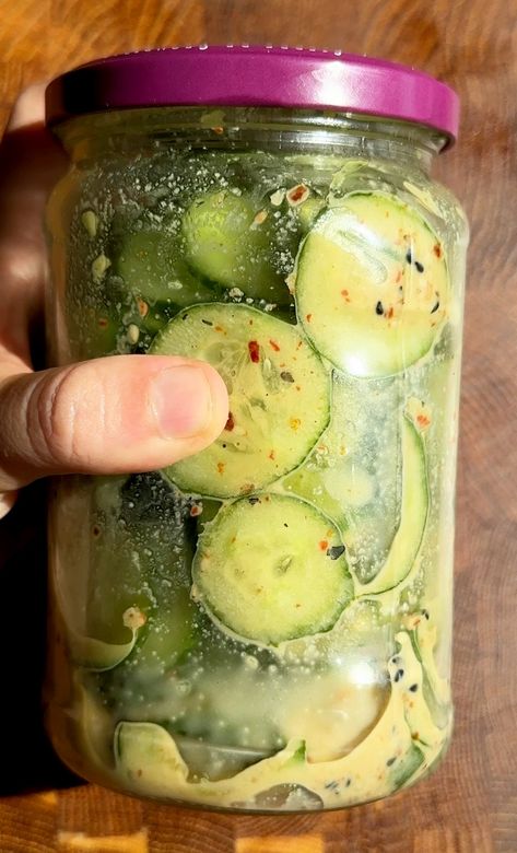 Viral Cucumber Salad Cucumber Recipe Ideas, Cucumbers Salad Recipes, Cucumber Mason Jar Salad, Cucumber In A Jar Recipes, Viral Cucumber Salad With Peanut Butter, Mason Jar Cucumber Salad, Cucumber Salad In A Mason Jar, Til Tok Cucumber Salad, Cucumber Jar Salad