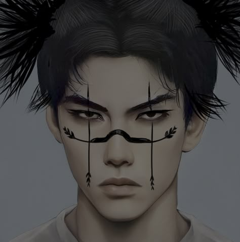 Halloween Makeup On Men, Anime Face Painting Ideas, Choso Jjk Realistic, Choso Face Painting, Choso Jjk Makeup, Choso Cosplay Male, Anime Face Painting, Face Painting Men, Black Face Paint Ideas