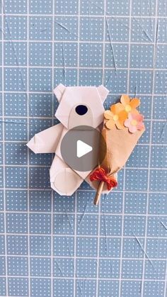 Origami Teddy Bear, Bear Origami, Origami Bear, Origami Card, Teddy Bear With Heart, Origami Cards, Origami Heart, Paper Collage Art, Origami 3d