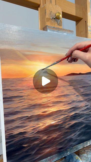 Seascape Paintings Beach Scenes, Sunrise Painting Acrylic, Sunset Sea Painting, Sunrise Art Painting, Sunshine Painting, Sunset Landscape Painting, Sunset Oil Painting, Waves Painting, Seascapes Art