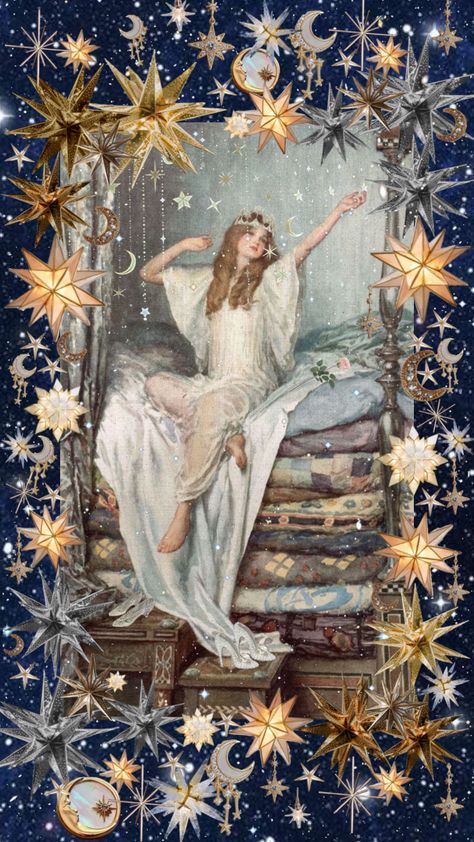 Princess And The Pea#vintage #art #beauty #wallpaper #princess#princessandthepea #stars #stardust #moon #moonaesthetic The Princess And The Pea, Change Is Coming, Princess And The Pea, Princess Core, Beauty Wallpaper, Winter Aesthetic, Autumn Aesthetic, The Princess, Stardust