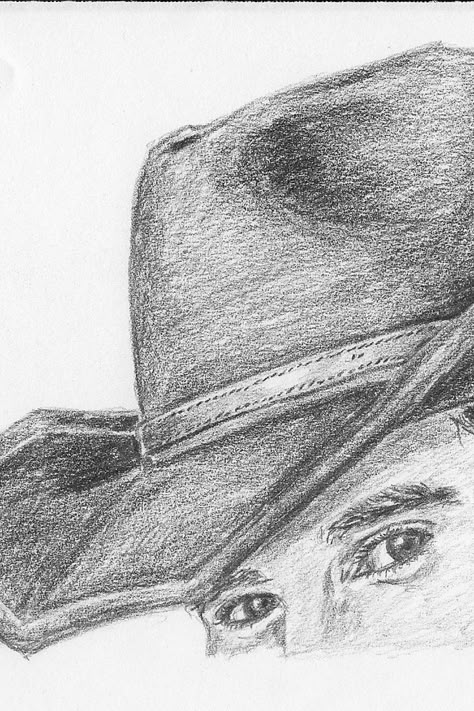 how to draw a cowboy hat close up Draw A Cowboy Hat, Cowboy Hat Art, Creative Art Drawings, Cowboy Drawing, Cowboy Hat Drawing, Western Drawings, Hat Drawing, Drawings To Try, Western Artwork