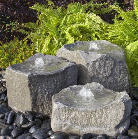 Haleyville Glass Fiber Reinforced Concrete Triple Falls Fountain Concrete Fountains, Glass Fiber Reinforced Concrete, Rock Fountain, Pebble Color, Fall Rock, Pond Fountains, Stone Fountains, Waterfall Fountain, Water Fountains Outdoor