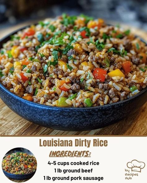 Louisiana Dirty Rice Recipe, Louisiana Dirty Rice, Louisiana Dishes, Dirty Rice Recipe, Vegetables And Rice, Rice Meals, Mexican Casserole Recipe, Chicken Parmesan Pasta, Dirty Rice