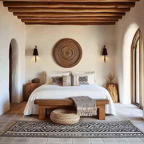 Baja Style Decor, Modern New Mexico Interior Design, Santa Fe Style Interiors, Desert Southwest Home Decor, Baja Interior Design, Spanish Casita Interior, Sedona Arizona Houses, Spanish Home Decor Ideas, Modern Adobe Interior