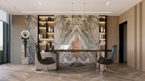 Ambassador office on Behance Marble Office Design, Office Backdrop Ideas, Marble Design Texture, Boss Office Interior Design, Business Office Interior Design, Office Backdrop, Interior Modern Design, Marble Office, Brutalist Interior