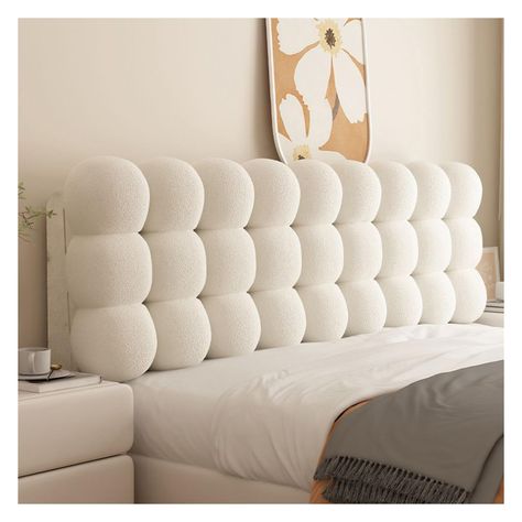 PRICES MAY VARY. 🔆ANTI-COLLISION WALL MAT：The surface is made of plush, filler sponge which is soft and fluffy, the fabric is and elegant, not easy to fade, soft touch, sweat-absorbent and dry, lint-free and ball-resistant, drape and crisp. 🔆COLLISION-PROOF HEADBOARDS: The headboard adopts elastic sponge design, which has the advantages of soft touch, good cushioning effect, Protection bottom plate,Sturdy and durable, not easy to crack or deform, can effectively reduce the impact caused by col Giant Headboard, Bubble Bedroom, Bubble Headboard, Crate And Barrel Kids Bedroom, Bed Headboard Ideas Aesthetic, Cozy Bed Canopy, Off Center Bed Placement Wall Decor, Artistic Headboard, Women’s Bedroom Decor