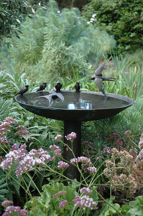 Bird Bath Landscaping, Bird Fountain, Brick Patterns Patio, French Country Garden, Bird Bath Garden, Bird Designs, Garden Design Layout, Luxury Garden, Bird Baths