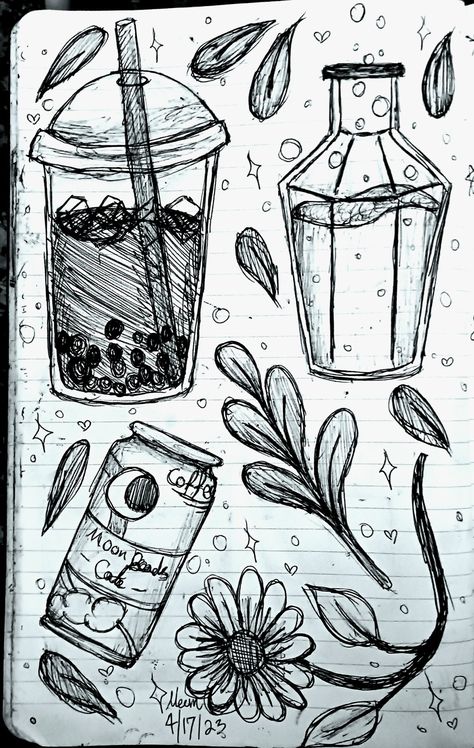 Boba Art Drawing, Simple Boba Drawing, Boba Tea Drawing Easy, Bubble Tea Aesthetic Drawing, How To Draw Boba, Tea Drawing Aesthetic, Boba Sketch, Boba Doodle, Boba Drawings