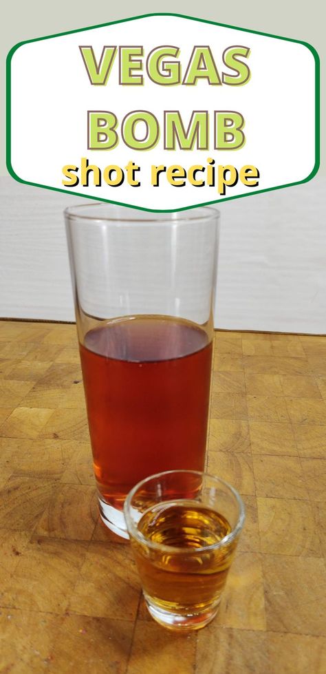 vegas bomb shot - shot of crown royal in front of glass of red bull and peach schnapps Red Bull Shots, Madeline Recipes, Vegas Bomb, Madelines Recipe, Bomb Shots, Nut Roll Recipe, Bomb Drinks, Red Bull Drinks, Fun Party Drinks