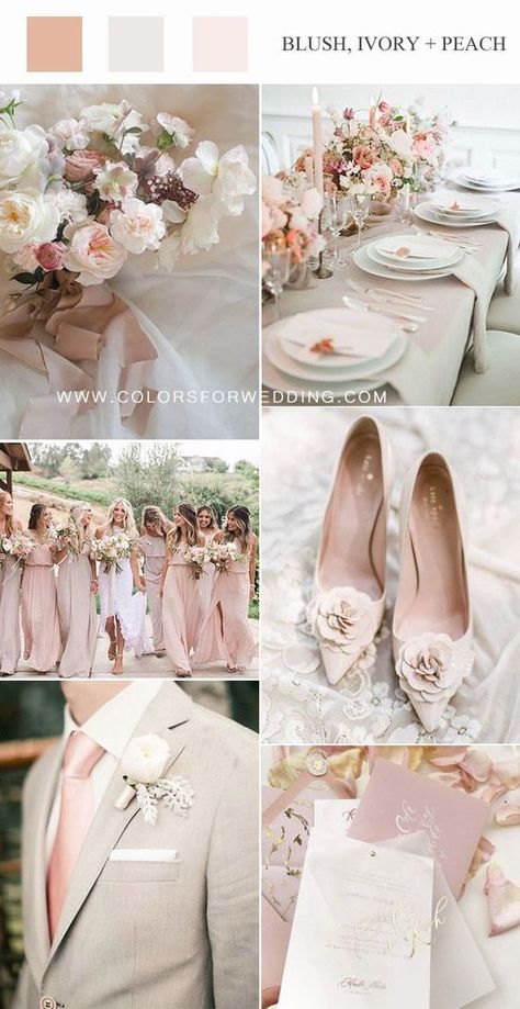 Blush Wedding Theme, Wedding Theme Color Schemes, Blush Wedding Colors, Bush Wedding, Pink Wedding Colors, Wedding Color Pallet, Wedding Color Ideas, Wedding Motifs, Neutral Wedding Colors