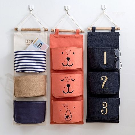 Door Hanging Organizer, Hanging Storage Pockets, Mumbo Jumbo, Wall Hanging Storage, Canvas Storage, Jewelry Storage Box, Wall Hanging Diy, Style Deco, Hanging Organizer