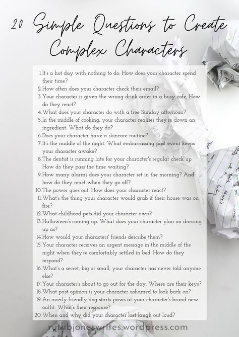 Character Building. Character building questions. 20 simple questions to ask yourself when trying to build a complex character. Using everyday situations to determine the motivations and reactions of a well-developed original character! Story Building Questions, How To Write A Complex Character, Building A Character Writing, Writing Complex Characters, How To Make A Lovable Character, Questions For Character Development, Character Development Prompts, Dnd Questions, Questions For Your Character