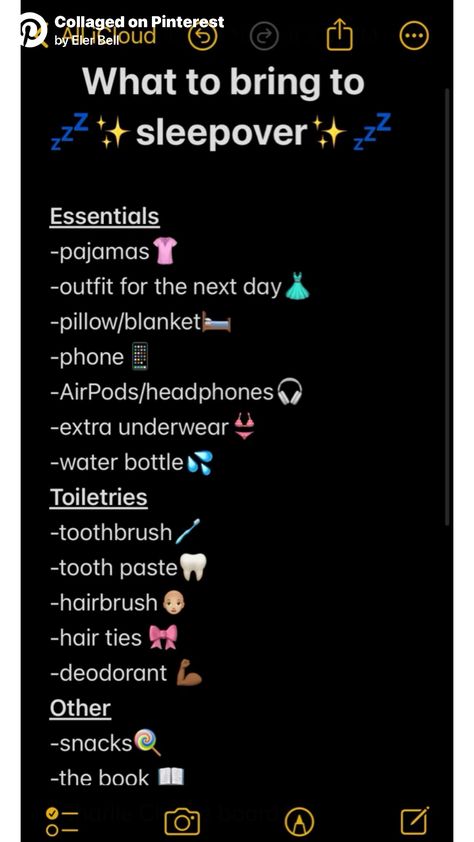 What To Pack In Your Sleepover Bag, Whats In Your Sleepover Bag, What To Pack On A Sleepover, Sleepover Stuff To Bring, Things To Pack For A Sleepover List, What To Pack For A Sleepover List, Things To Bring To A Sleepover Checklist, What To Bring On A Sleepover, One Night Sleepover Packing List