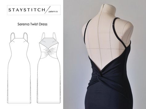 Sewing Patterns Backless Dress, Bodycon Dress Sewing Pattern, Bodycon Dress Pattern, Sew Ideas, Knit Bodycon Dress, Twist Dress, Making Clothes, Backless Bodycon Dresses, Shirt Sewing Pattern