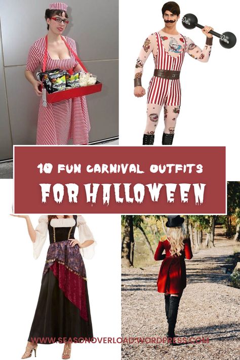 10 Carnival Halloween Costume Ideas – SeasonOverload Women’s Circus Costume, Circus Concession Costume, Carnival Costumes Diy Women, Circus Costumes Women Diy, Halloween Carnival Costumes, Women’s Circus Costumes, Carnival Theme Costume, Steampunk Circus Costume, Carnival Theme Costumes