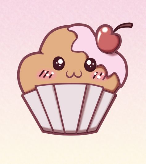 Muffin Cartoon, Kawaii Crush, Doodles Kawaii, Cartoon Cupcakes, Kawaii Girl Drawings, Arte Do Kawaii, Cute Food Drawings, Cute Cupcakes, Cute Kawaii Drawings