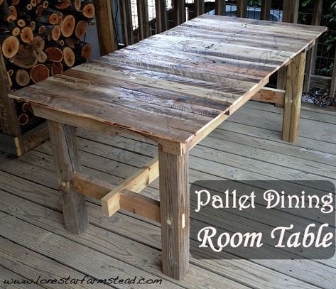 Pallet Dining Room Table, Dinning Room Table Diy, Pallet Furniture Outdoor Table, Pallette Furniture, Dining Rooms Ideas, Diy Farm Table, Pallet Table Diy, Pallet Dining Table, Pallets Furniture