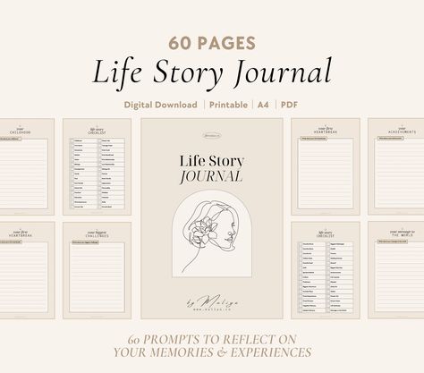 Life Story Journal, Journal Memories, Story Journal, Growth Journal, Life Notes, This Is Your Life, Guided Journal, Journal Writing Prompts, A Diary