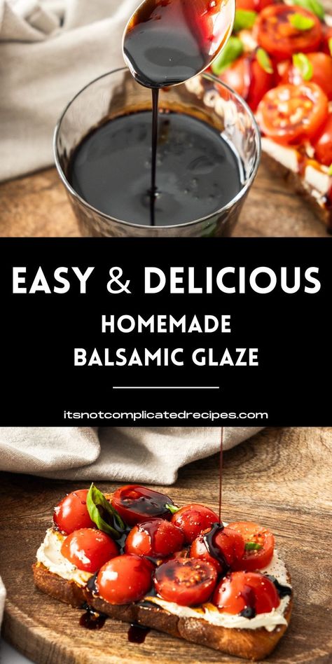 Balsamic Reduction Recipe, Balsamic Glaze Recipes, Balsamic Vinegar Recipes, Vinegar Recipes, Caprese Recipes, Complicated Recipes, Easy Finger Food, Salad Dressing Recipes Homemade, Condiment Recipes