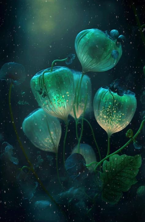 Glowing Plants Art, Fantasy Plant Magic, Fantasy Flower Concept Art, Magic Plants Art, Magical Plants Fantasy Art, Plants Fantasy Art, Fantasy Plants Concept Art, Plant Magic Aesthetic, Fantasy Plants Art