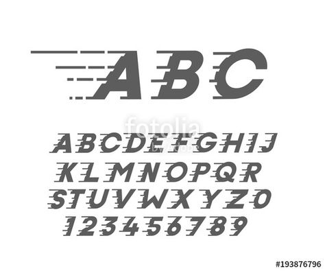 Download the royalty-free vector "Custom font in italic style with motion elements. Speed highly costumized alphabet. Vector typography." designed by Pedro at the lowest price on Fotolia.com. Browse our cheap image bank online to find the perfect stock vector for your marketing projects! Speed Typography Design, Speed Typography, Italics Font, Speed Font, Alphabet Cars, Speed Writing, Running Logo, Free Commercial Fonts, Vector Typography